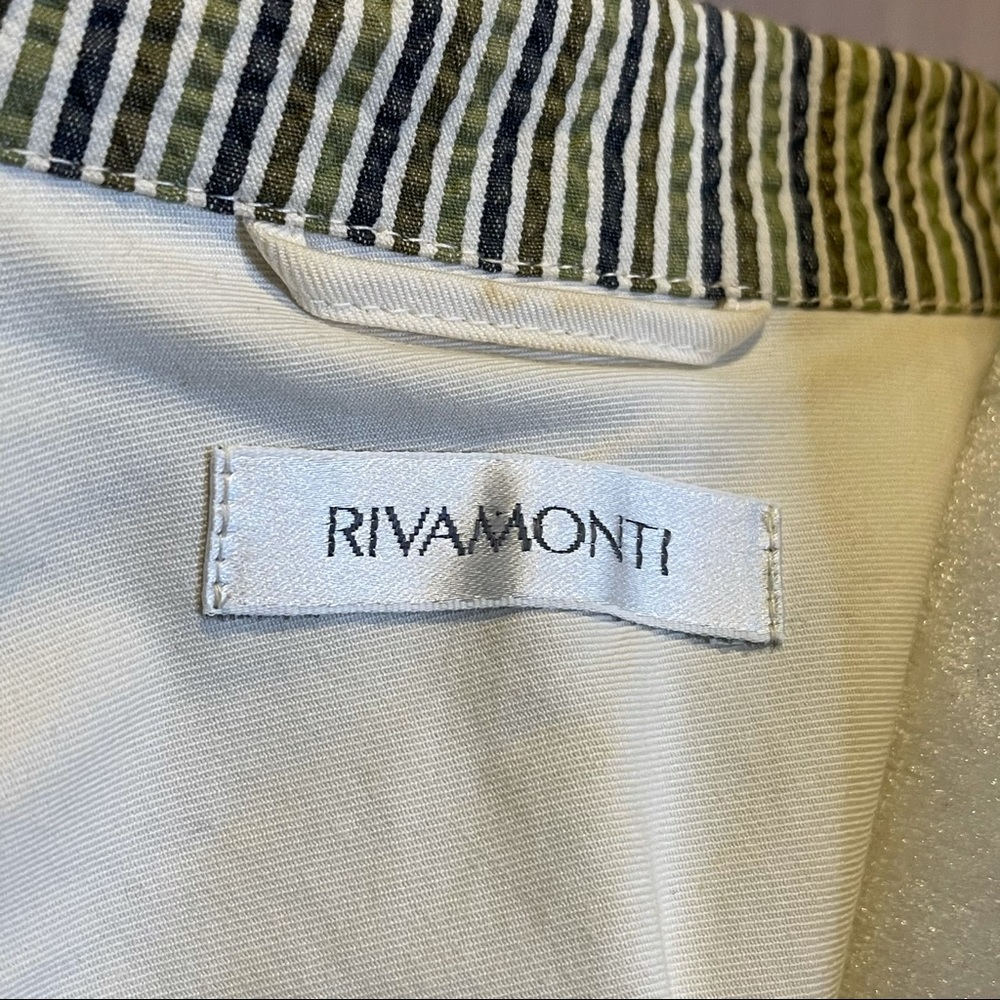 Rivamonti (Cucinelli) cotton blue and green striped seersucker blazer - Picture 6 of 9